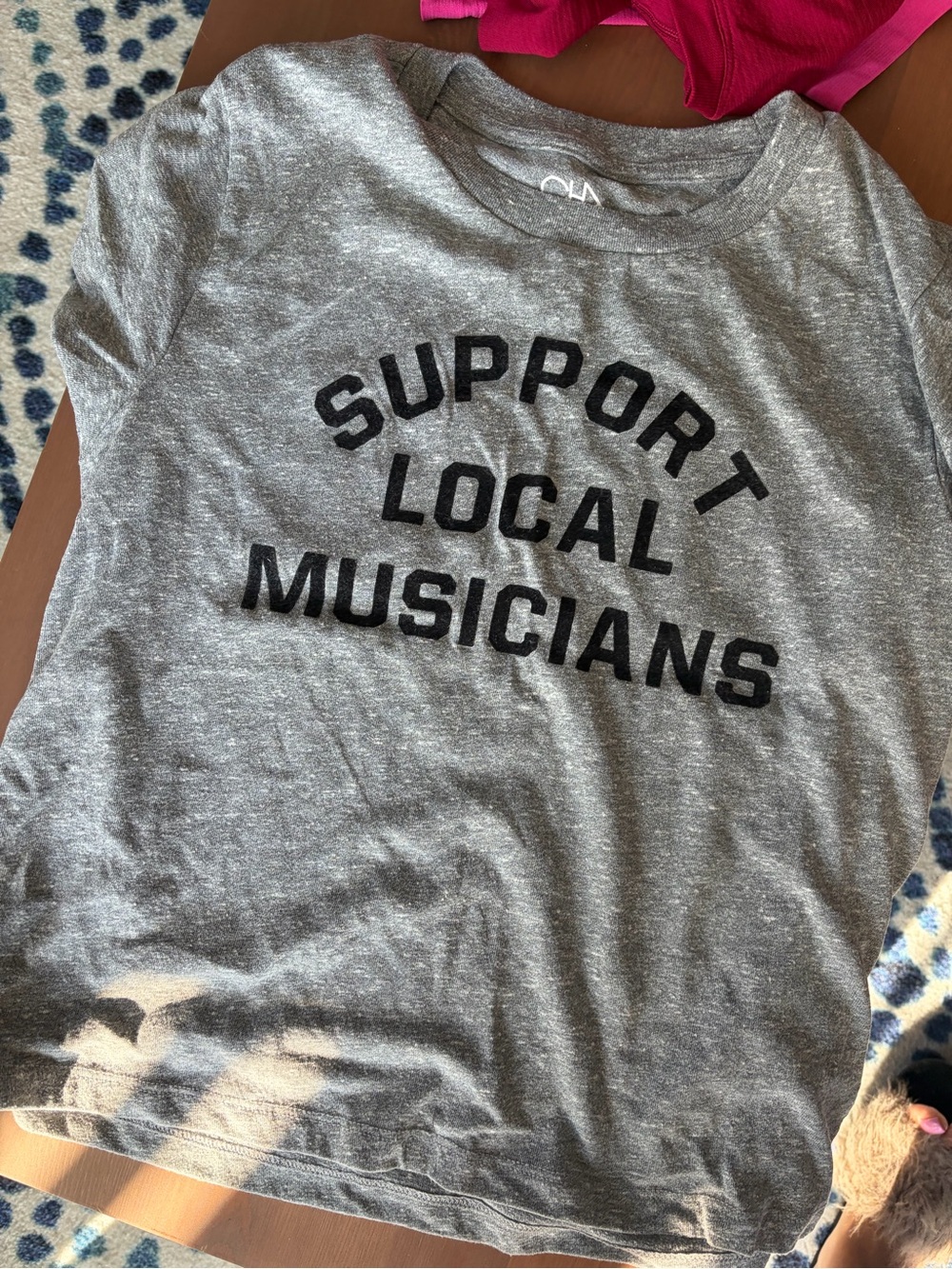 Chaser Gray Short Sleeve Tee with Black “Support Local Musicians” Print